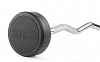Штанга неразборная обрезиненная 20 кг. Изогнутый гриф. VictoryFit VF-DX5200