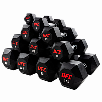 Комплект обрезиненных октагональных гантелей 5 пар от 10 до 20кг UFC Octagon Dum...