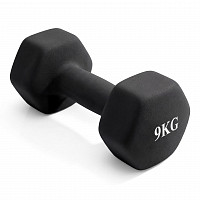 Гантель неразборная гексагональная неопрен 9 кг (черная) VictoryFit VF-DHN090