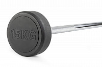 Штанга неразборная обрезиненная 15 кг. Прямой гриф. VictoryFit VF-DX4150