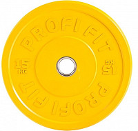 Диск для штанги каучуковый, цветной D51 мм PROFI-FIT 15 кг